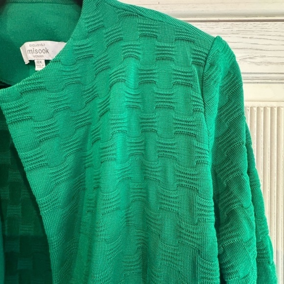 EXCLUSIVELY MISOOK Women’s Kelly Green Knit Cardigan Sweater Jacket, 0X - Picture 9 of 15